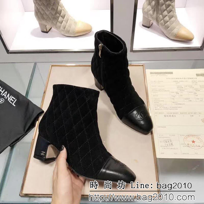 CHANEL香奈兒 2018新款 電繡羊京搭配牛皮短靴 經典時尚百搭款 QZS2558